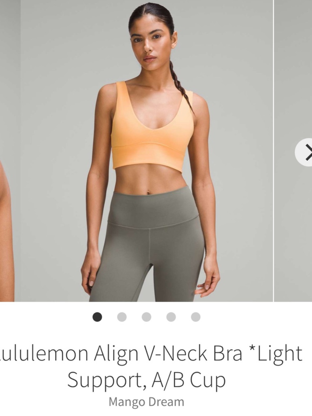 Lululemon align v neck bra mango dream